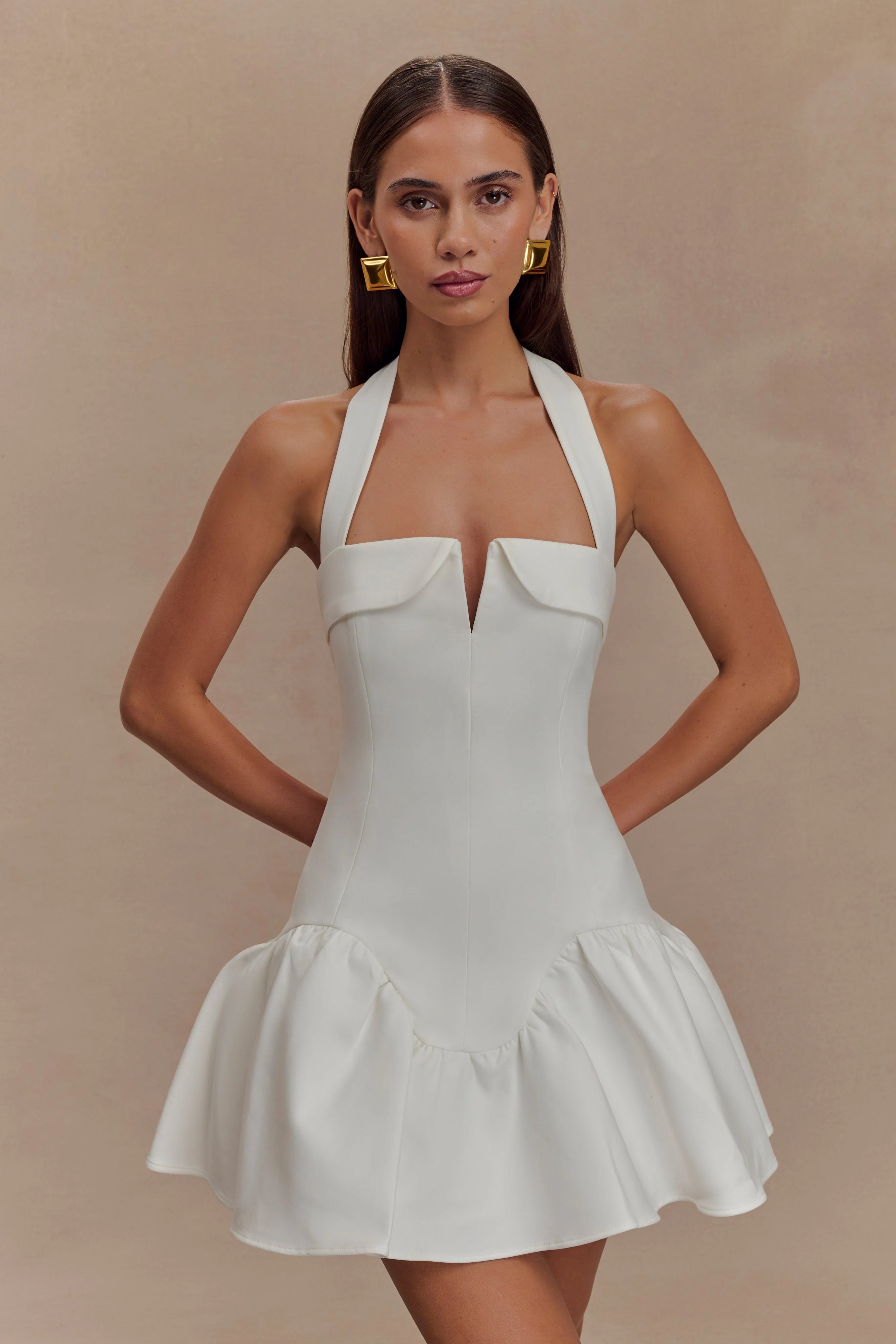 Calipso Halter Mini Dress - White